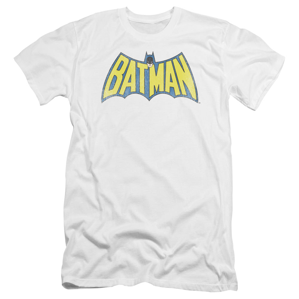 AN OFFCIALLY LICENSED DC CLASSIC BATMAN LOGO MEN'S PREMIUM SLIM FIT T-SHIRT WHITE