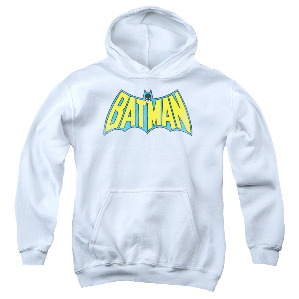 AN OFFCIALLY LICENSED DC CLASSIC BATMAN LOGO YOUTH HOODIE WHITE