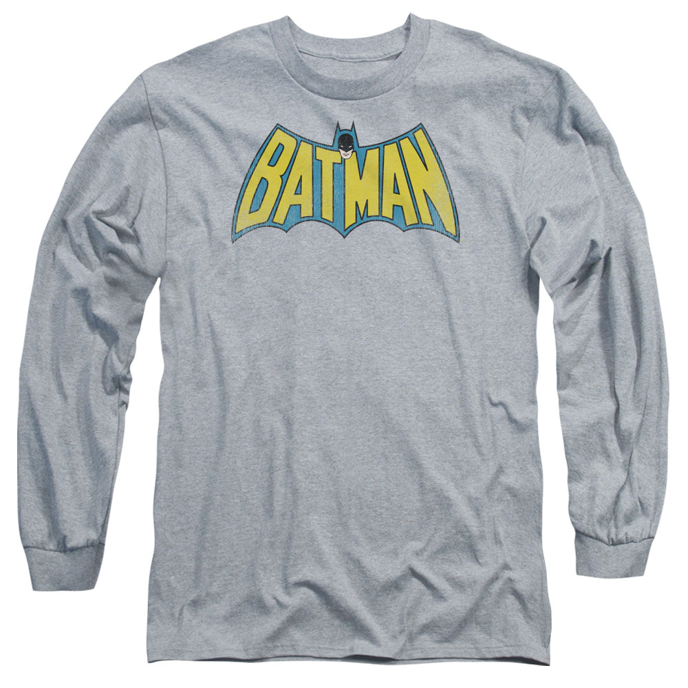 AN OFFCIALLY LICENSED DC CLASSIC BATMAN LOGO MEN'S LONG SLEEVE T-SHIRT ATHLETIC HEATHER