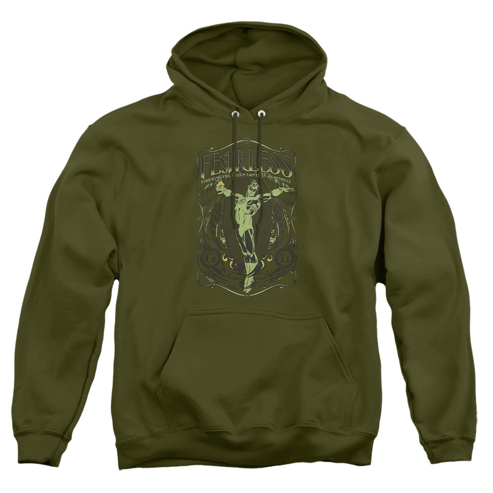 AN OFFCIALLY LICENSED DC FEARLESS ADULT UNISEX PULLOVER HOODIE MILITARY GREEN