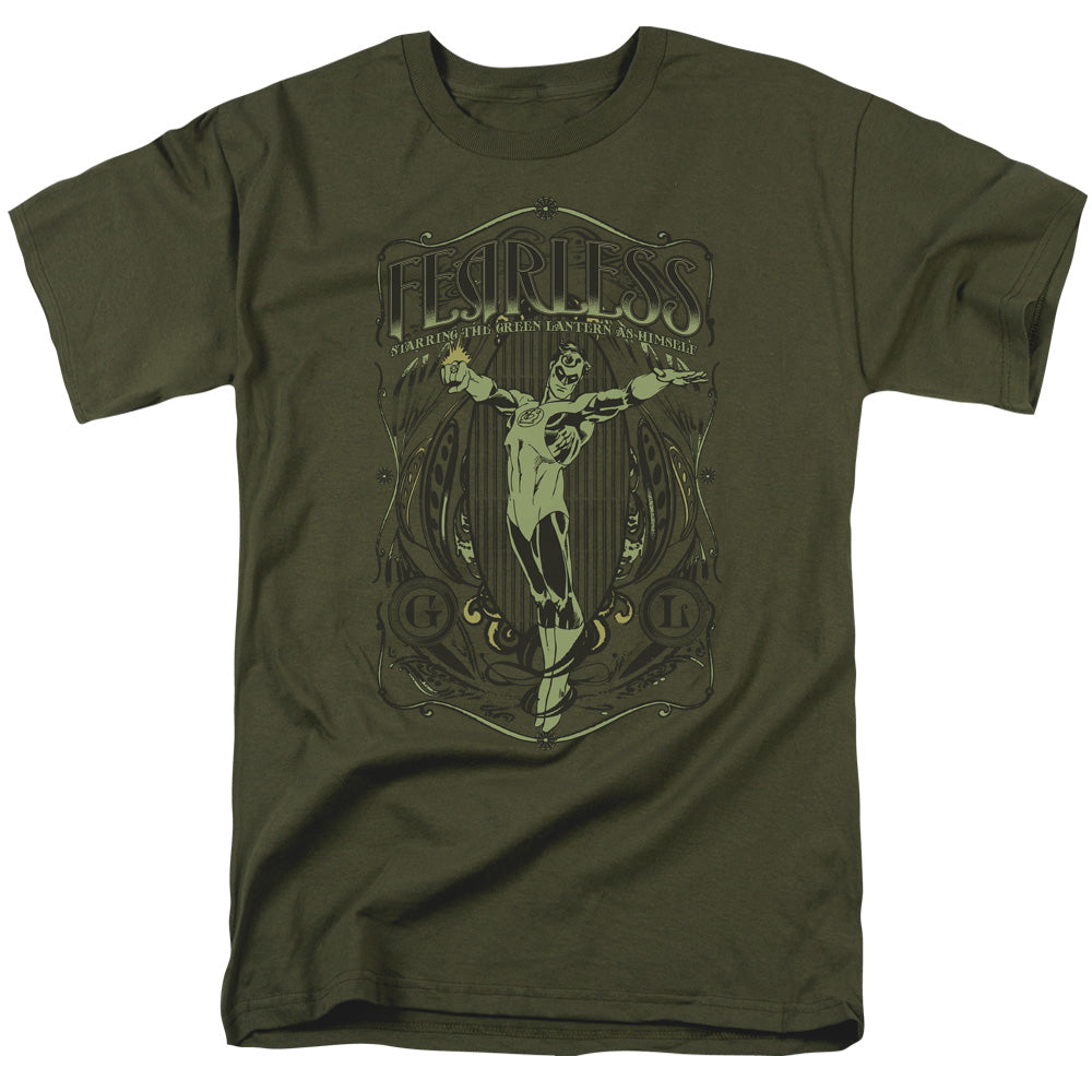 AN OFFCIALLY LICENSED DC FEARLESS MEN'S REGULAR FIT T-SHIRT MILITARY GREEN