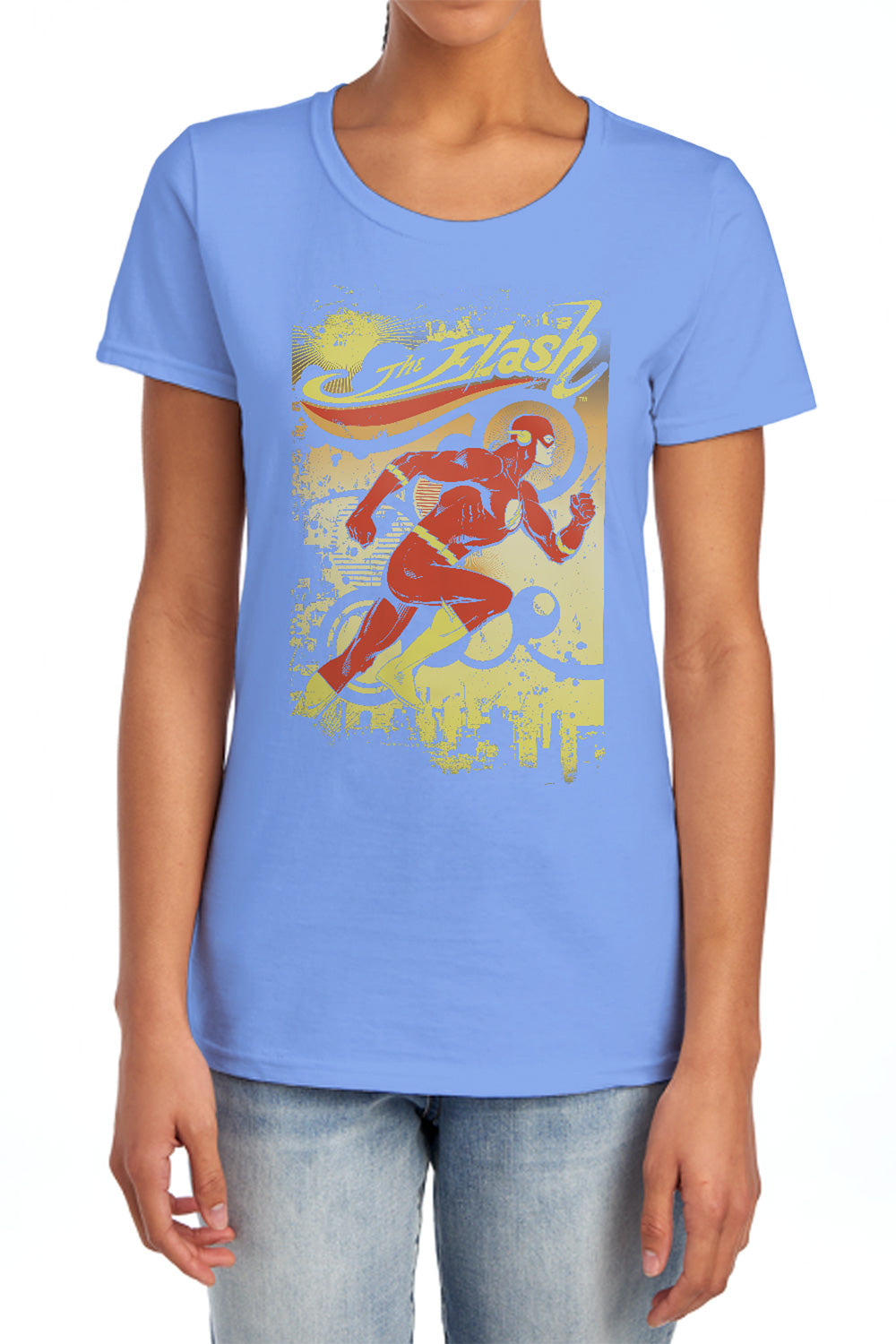AN OFFCIALLY LICENSED DC FLASH JUST PASSING THROUGH WOMEN'S REGULAR FIT T-SHIRT CHARCOAL