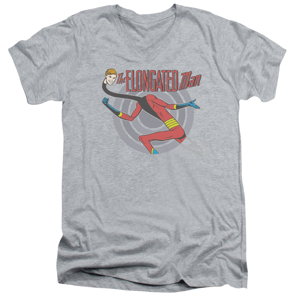 AN OFFCIALLY LICENSED DC ELONGATED MAN MEN'S V-NECK T-SHIRT ATHLETIC HEATHER