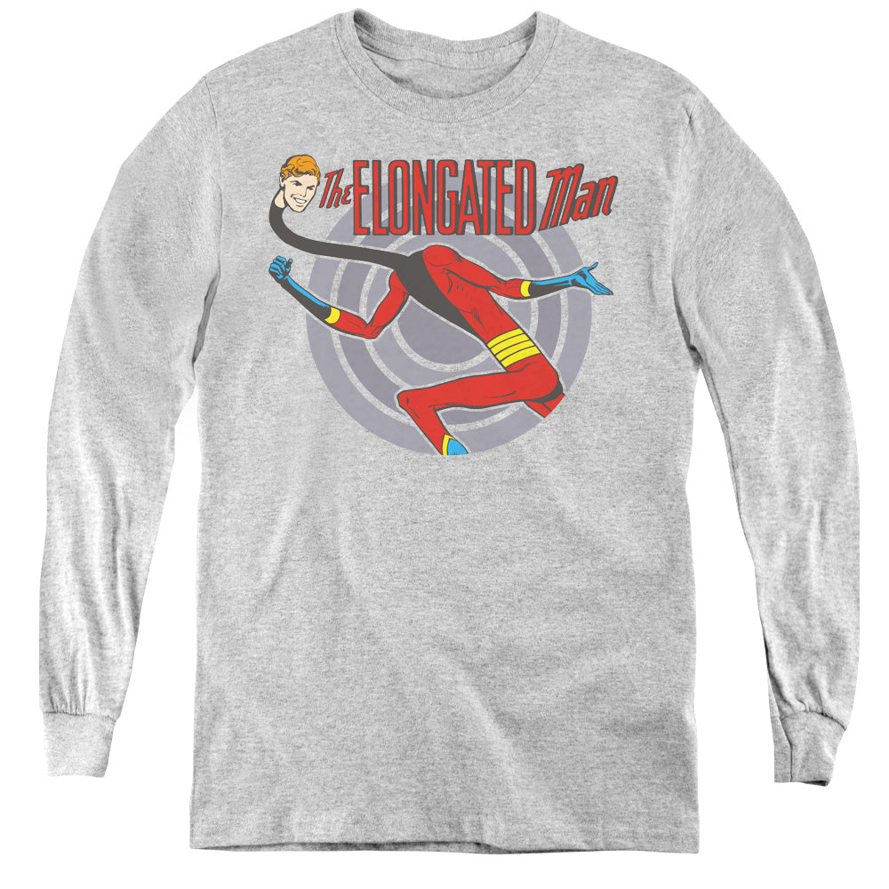 AN OFFCIALLY LICENSED DC ELONGATED MAN YOUTH LONG SLEEVE T-SHIRT ATHLETIC HEATHER