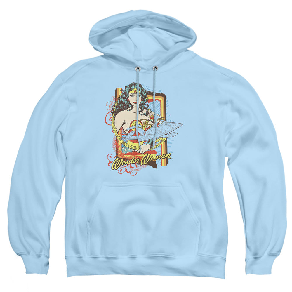 AN OFFCIALLY LICENSED DC INVISIBLE JET ADULT UNISEX PULLOVER HOODIE LIGHT BLUE