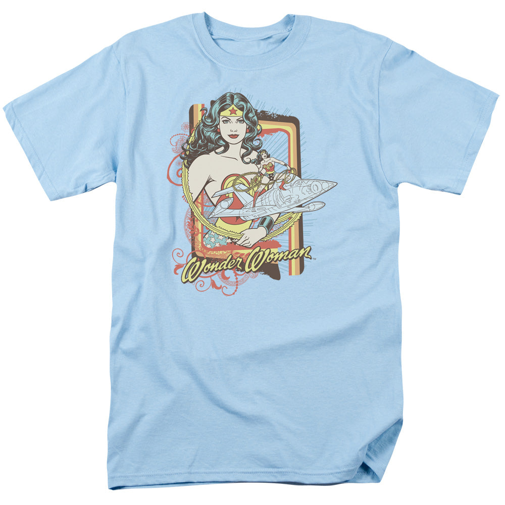 AN OFFCIALLY LICENSED DC INVISIBLE JET MEN'S REGULAR FIT T-SHIRT LIGHT BLUE