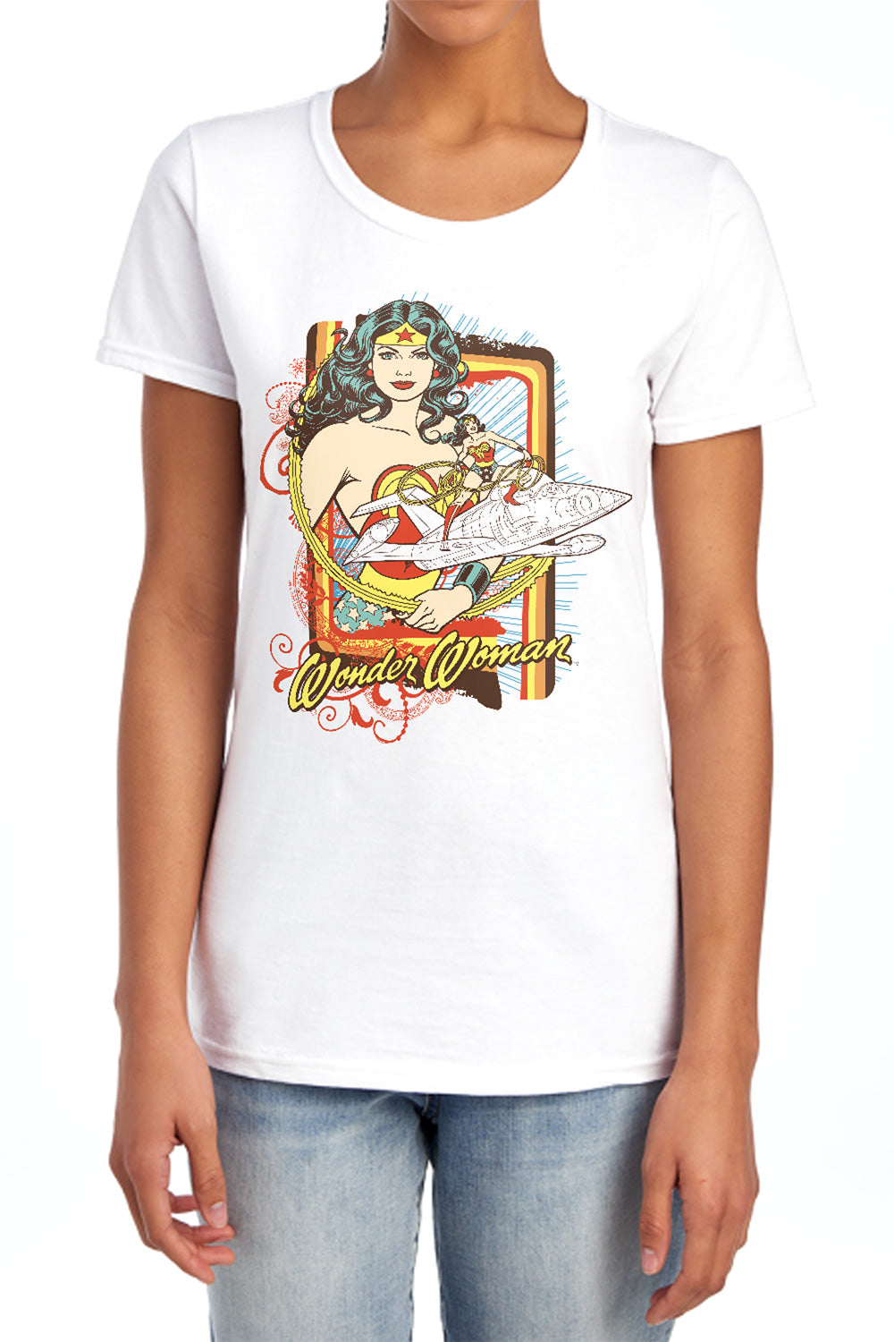 AN OFFCIALLY LICENSED DC INVISIBLE JET WOMEN'S REGULAR FIT T-SHIRT LIGHT BLUE