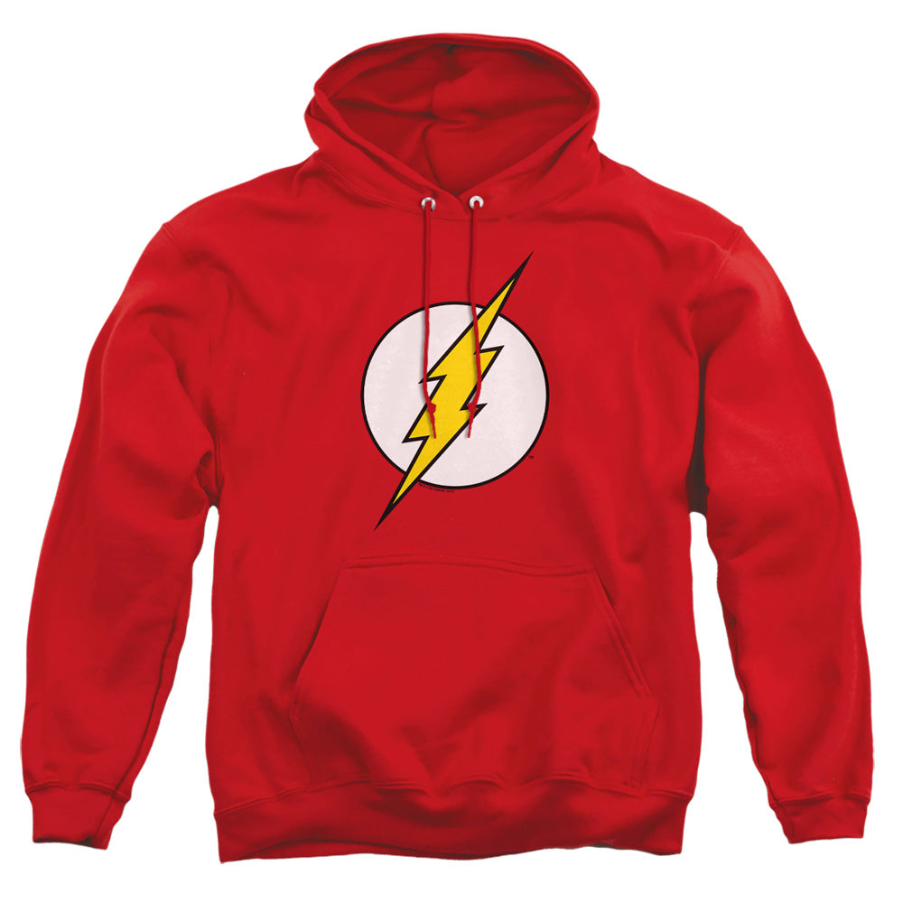 AN OFFCIALLY LICENSED DC FLASH FLASH LOGO ADULT UNISEX PULLOVER HOODIE RED