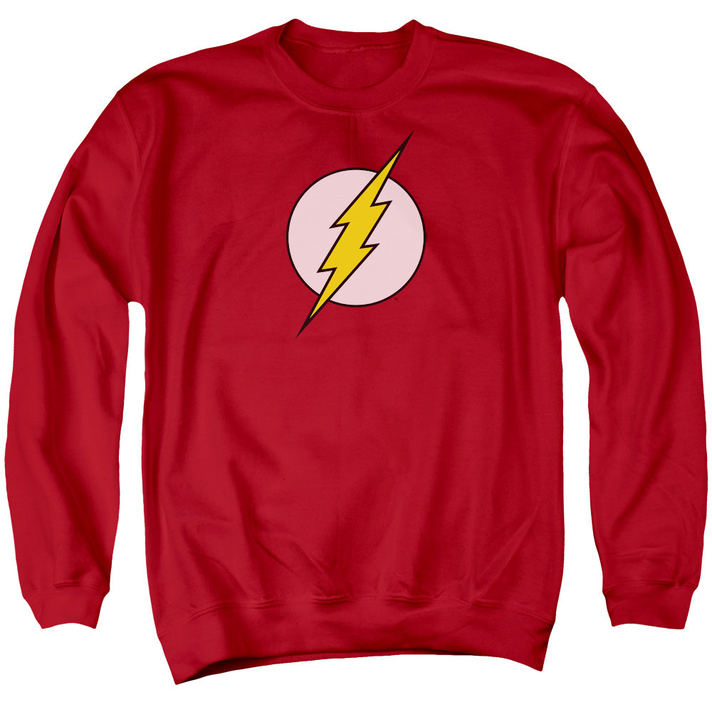 AN OFFCIALLY LICENSED DC FLASH FLASH LOGO ADULT UNISEX CREWNECK SWEATSHIRT RED