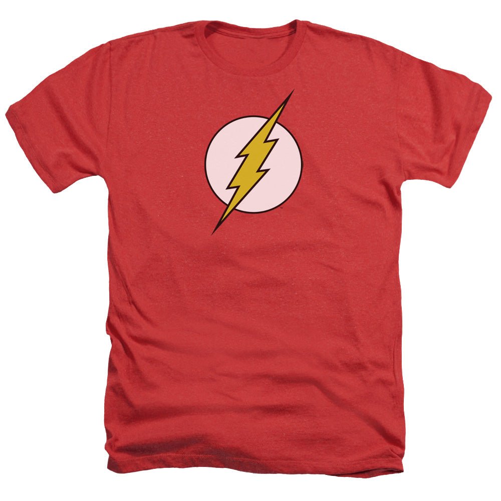 AN OFFCIALLY LICENSED DC FLASH FLASH LOGO MEN'S HEATHER T-SHIRT RED