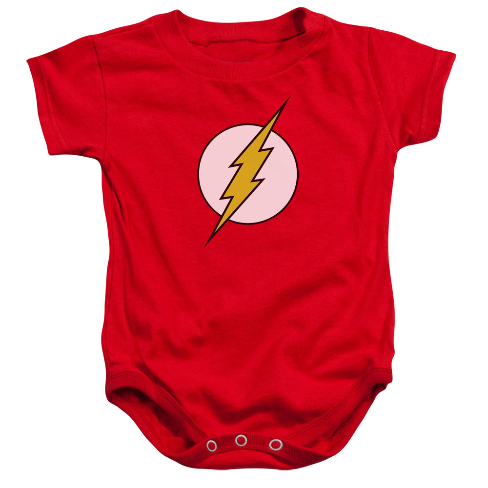 AN OFFCIALLY LICENSED DC FLASH FLASH LOGO BABY BODYSUIT RED
