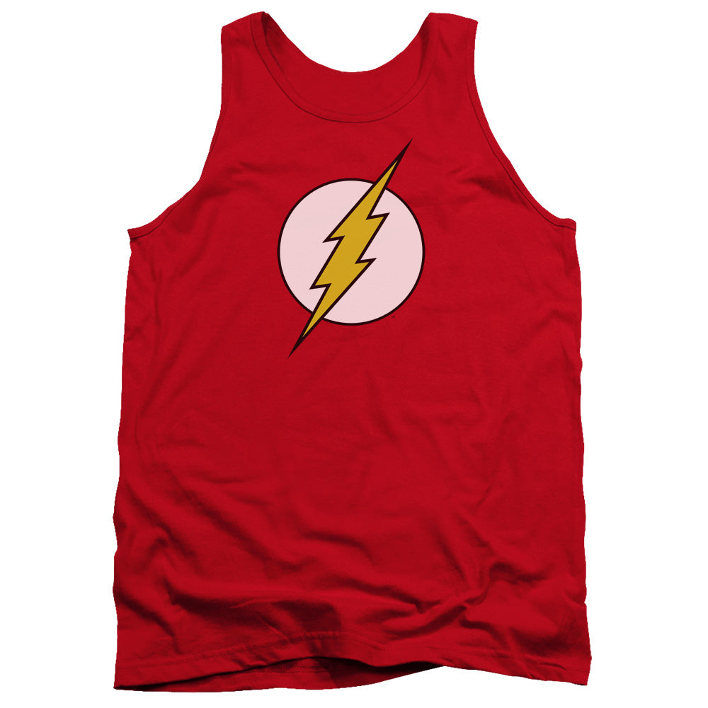 AN OFFCIALLY LICENSED DC FLASH FLASH LOGO ADULT UNISEX TANK TOP RED