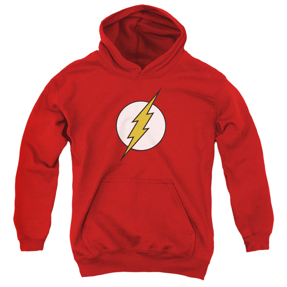 AN OFFCIALLY LICENSED DC FLASH FLASH LOGO YOUTH HOODIE RED
