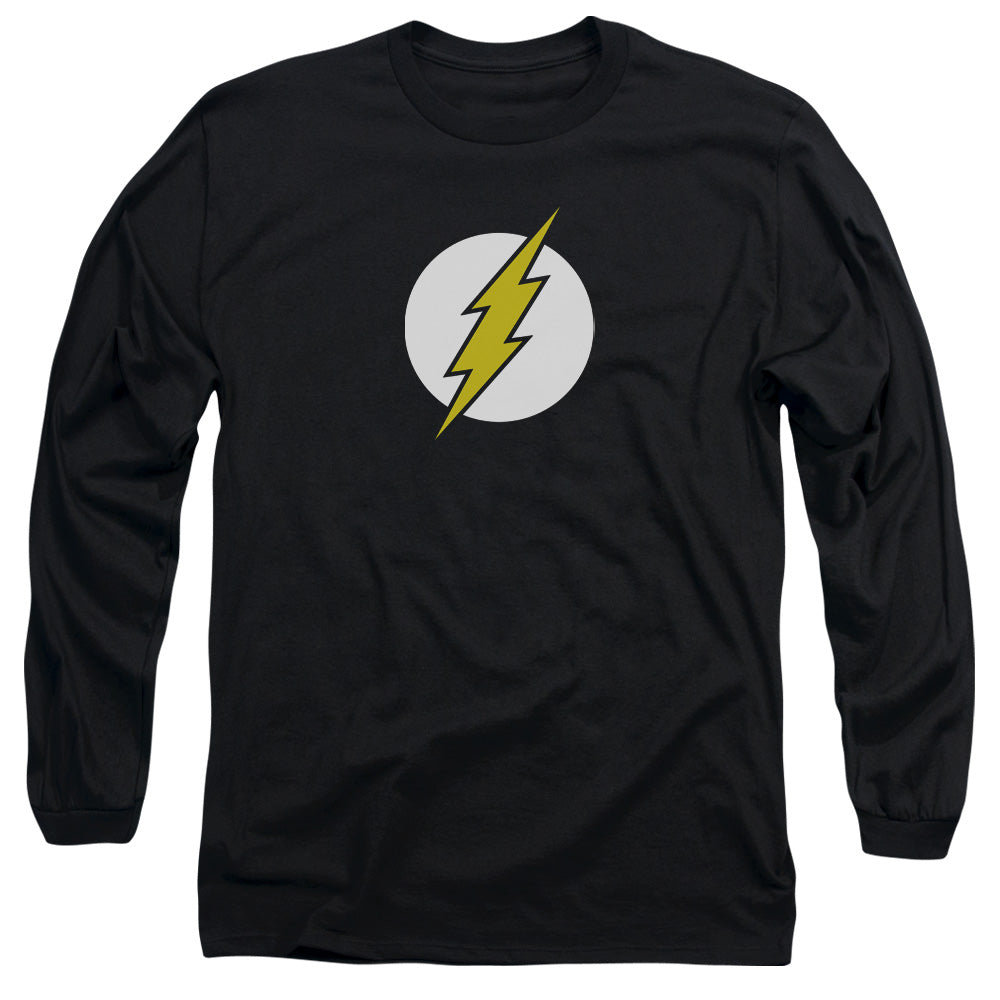 AN OFFCIALLY LICENSED DC FLASH FLASH LOGO MEN'S LONG SLEEVE T-SHIRT BLACK