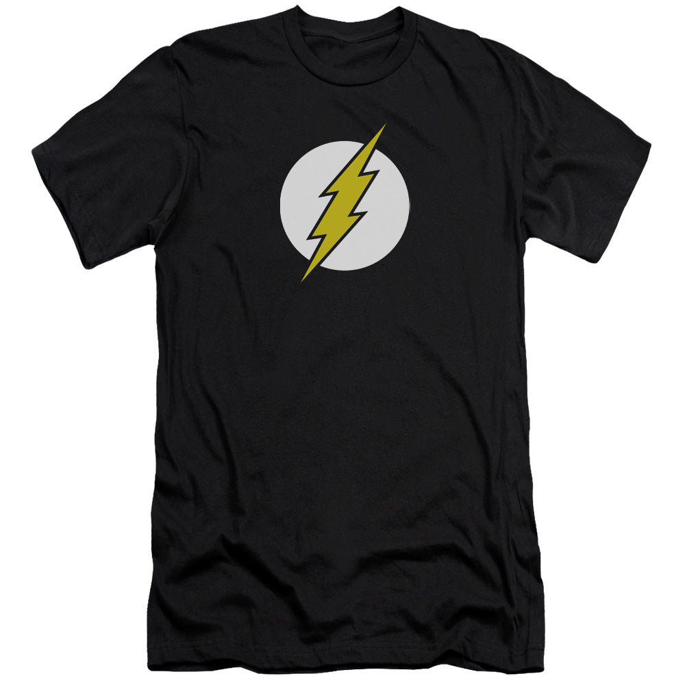 AN OFFCIALLY LICENSED DC FLASH FLASH LOGO MEN'S PREMIUM SLIM FIT T-SHIRT BLACK