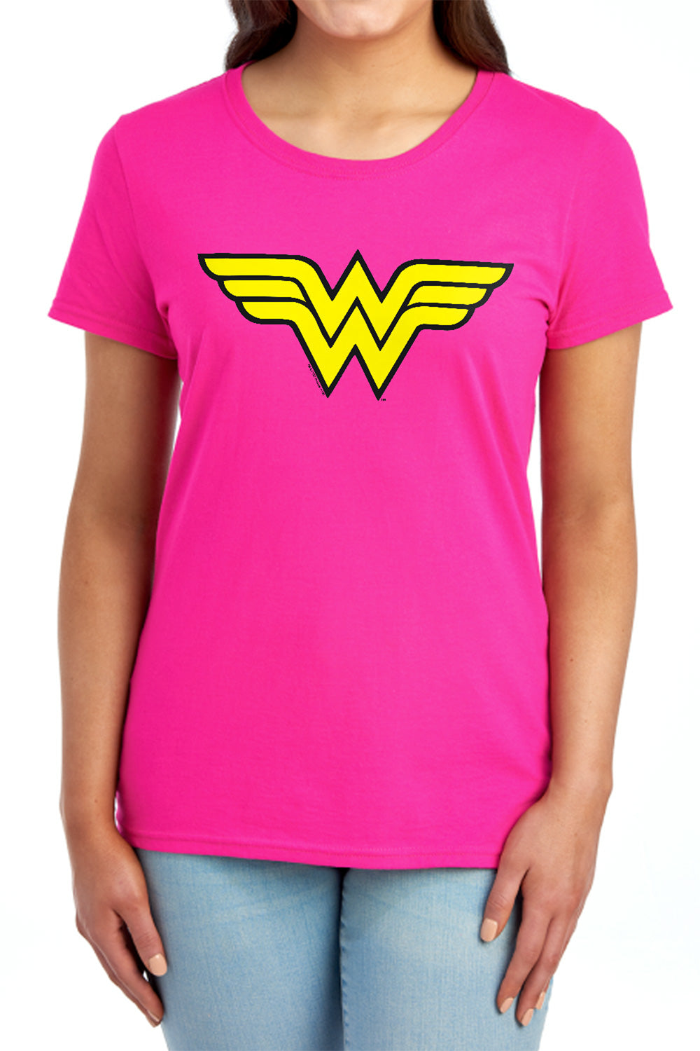AN OFFCIALLY LICENSED DC WONDER WOMAN LOGO WOMEN'S REGULAR FIT T-SHIRT RED