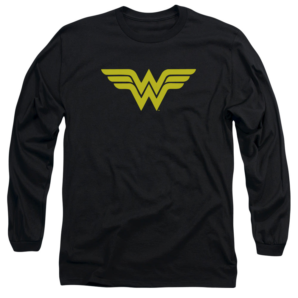 AN OFFCIALLY LICENSED DC WONDER WOMAN LOGO MEN'S LONG SLEEVE T-SHIRT BLACK