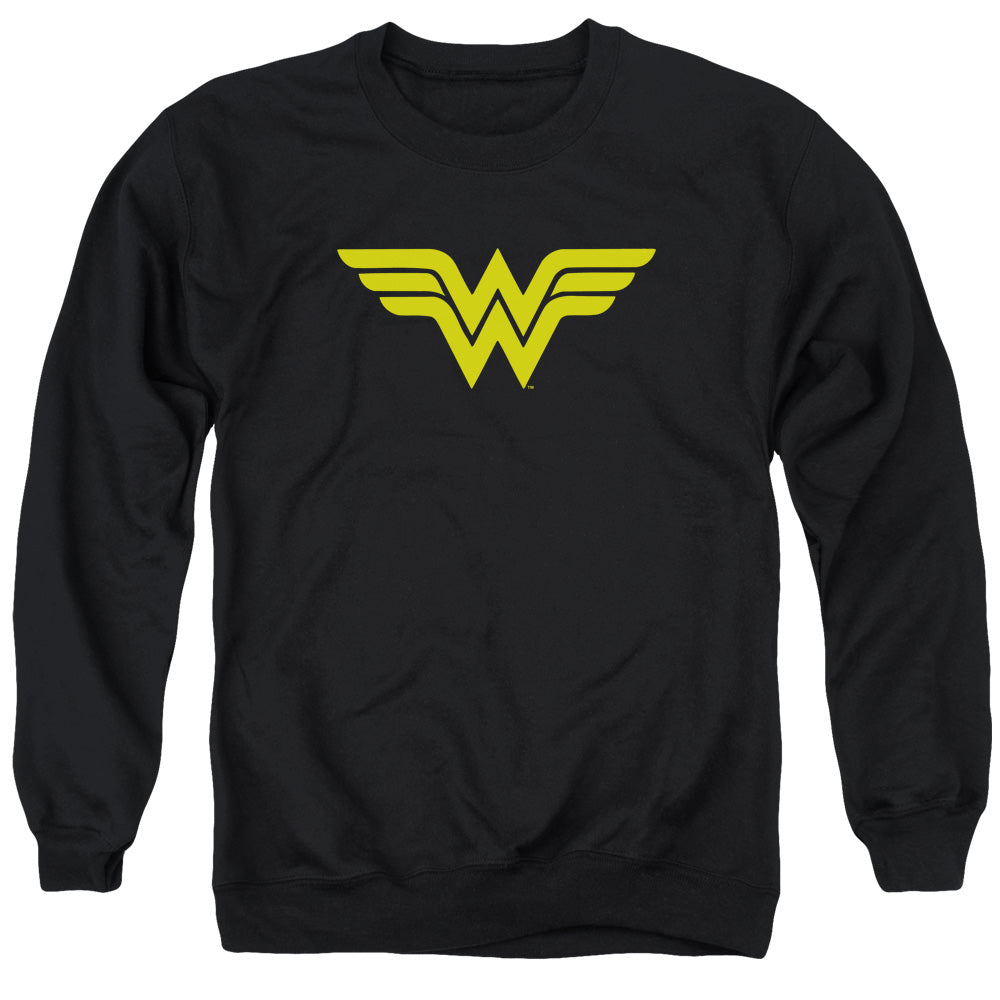 AN OFFCIALLY LICENSED DC WONDER WOMAN LOGO ADULT UNISEX CREWNECK SWEATSHIRT BLACK