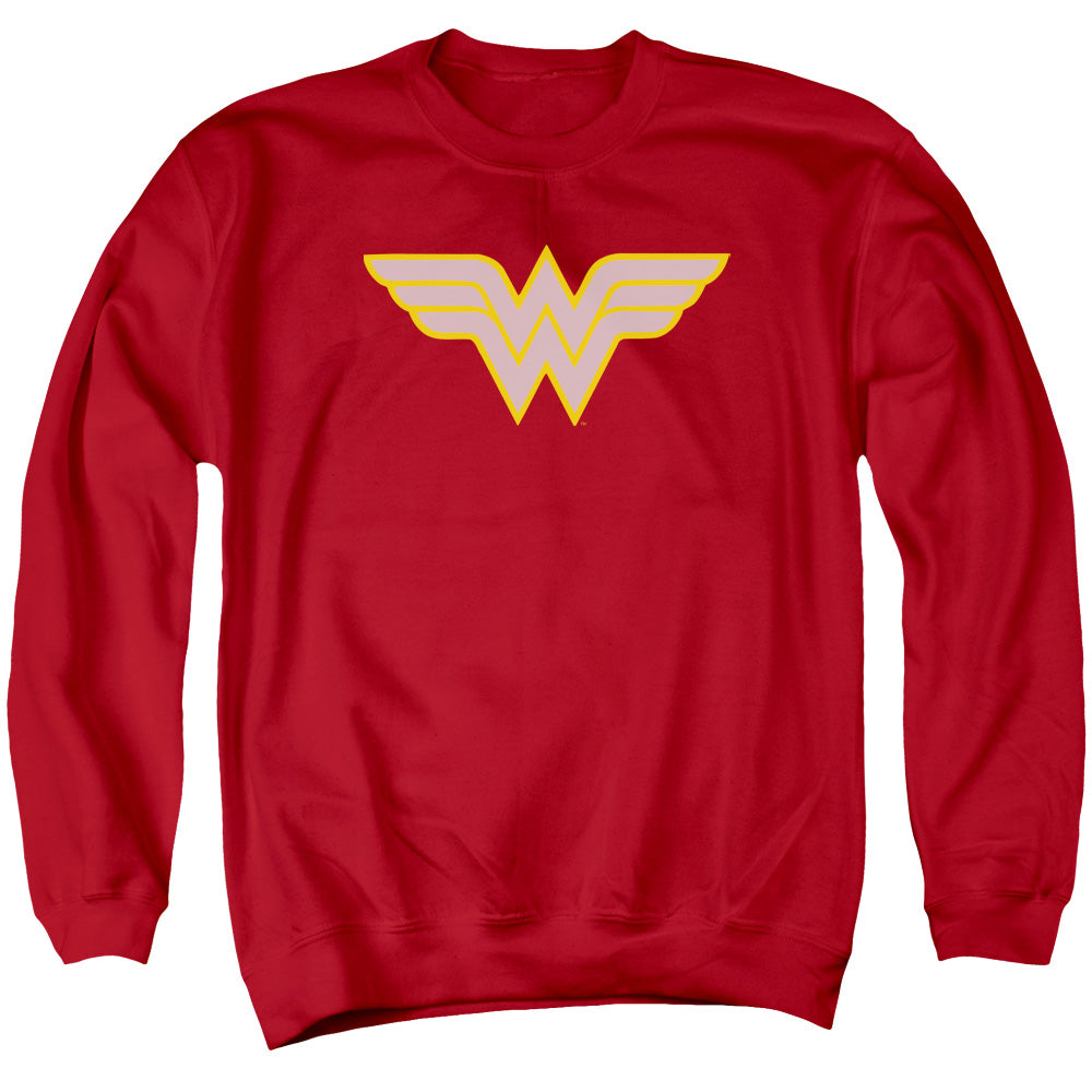 AN OFFCIALLY LICENSED DC WW LOGO ADULT UNISEX CREWNECK SWEATSHIRT RED