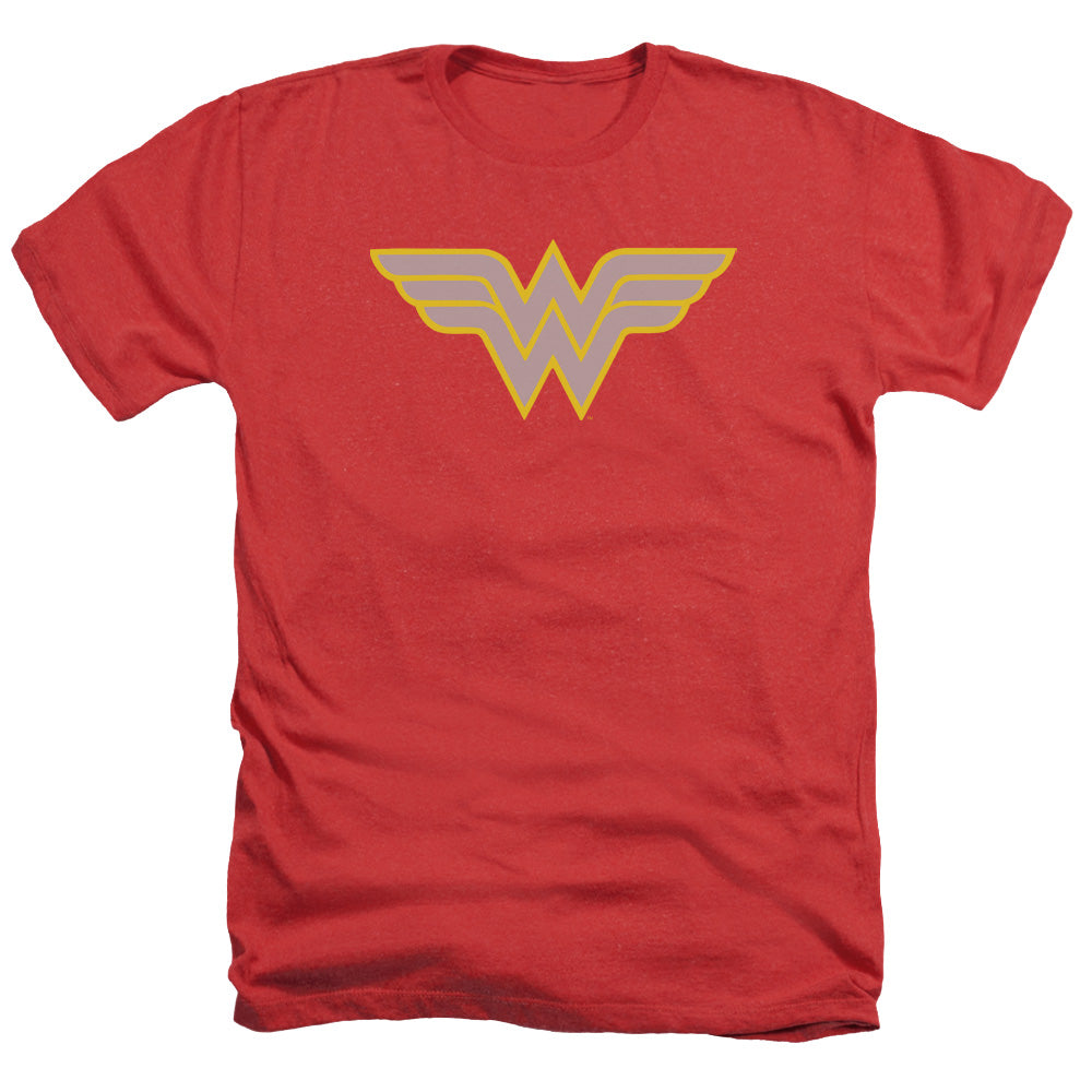 AN OFFCIALLY LICENSED DC WW LOGO MEN'S HEATHER T-SHIRT RED