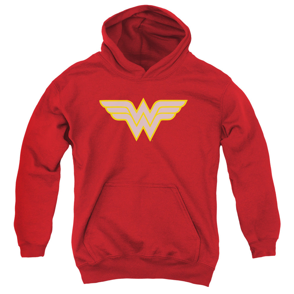 AN OFFCIALLY LICENSED DC WW LOGO YOUTH HOODIE RED