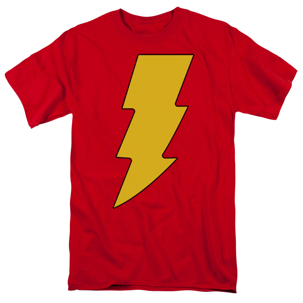 AN OFFCIALLY LICENSED DC SHAZAM LOGO MEN'S REGULAR FIT T-SHIRT RED