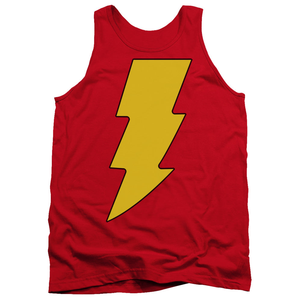AN OFFCIALLY LICENSED DC SHAZAM LOGO ADULT UNISEX TANK TOP RED