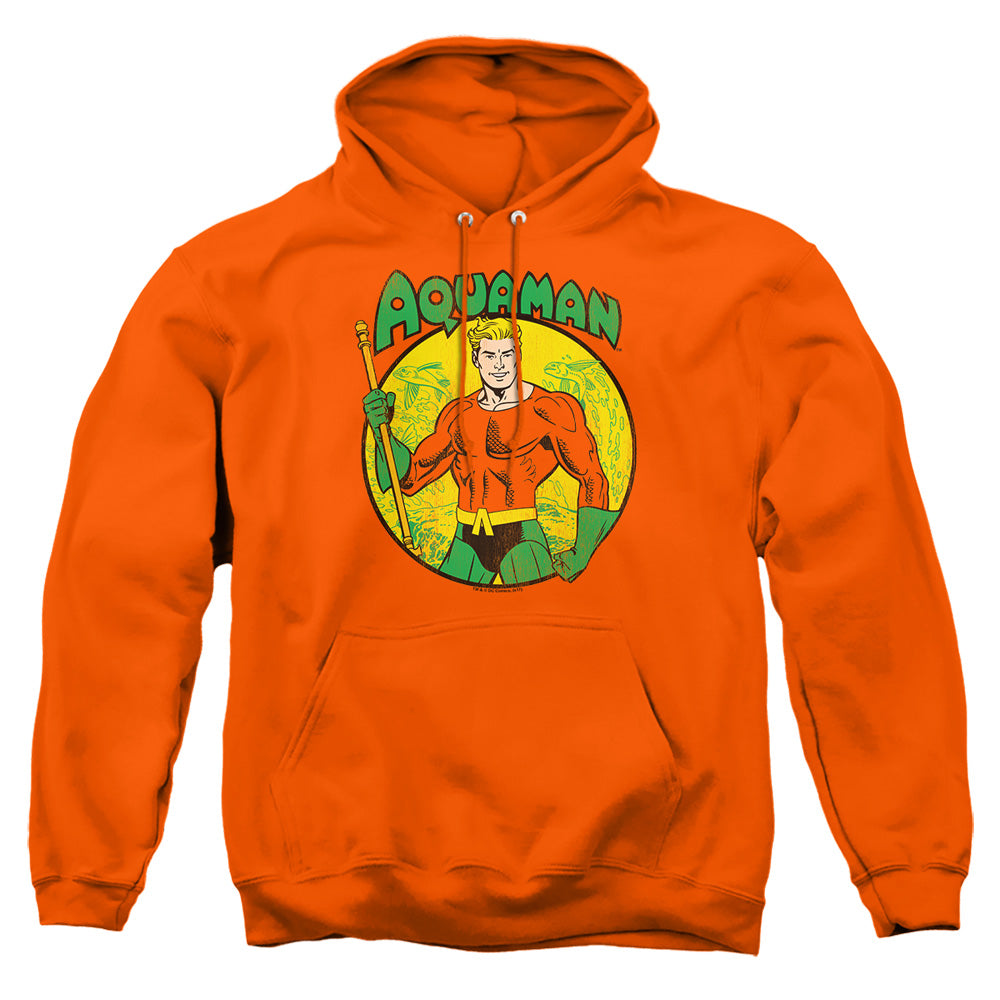 AN OFFCIALLY LICENSED DC AQUAMAN ADULT UNISEX PULLOVER HOODIE ORANGE