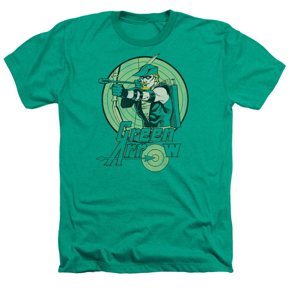 AN OFFCIALLY LICENSED DC GREEN ARROW MEN'S HEATHER T-SHIRT KELLY GREEN