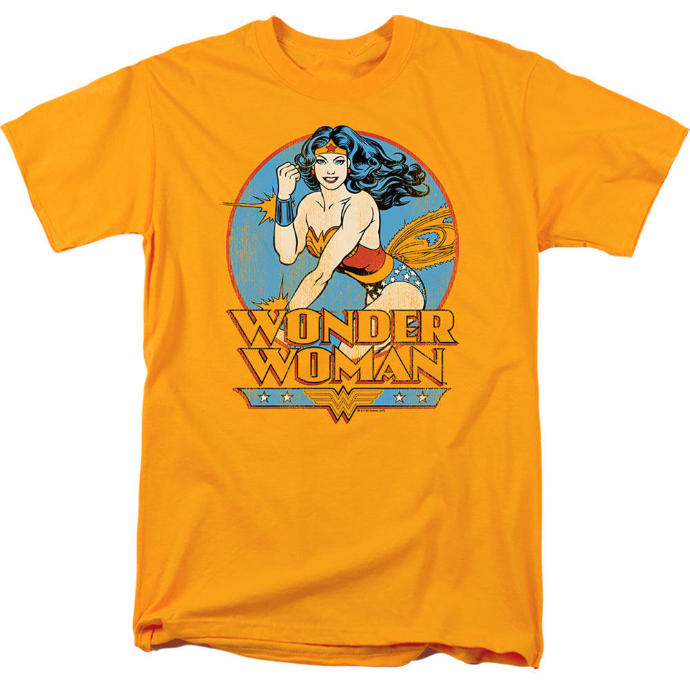 AN OFFCIALLY LICENSED DC WONDER WOMAN MEN'S REGULAR FIT T-SHIRT GOLD
