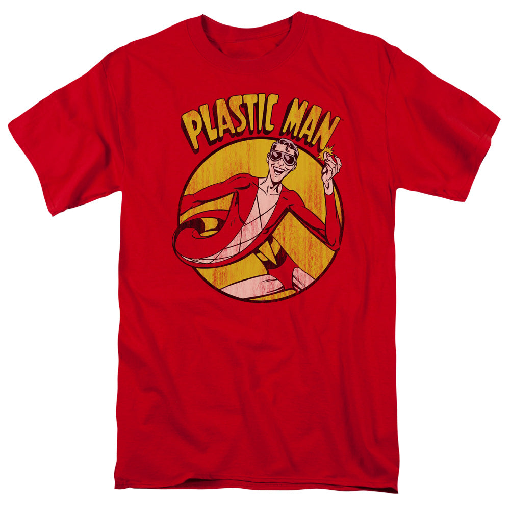 AN OFFCIALLY LICENSED DC PLASTIC MAN MEN'S REGULAR FIT T-SHIRT RED