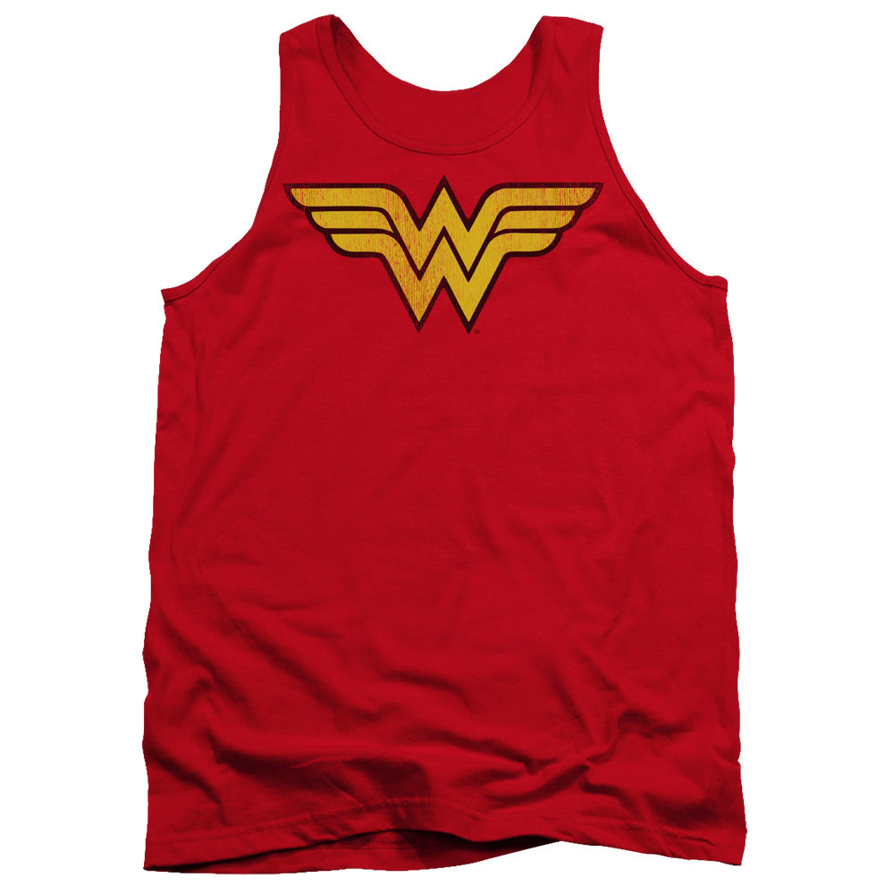 AN OFFCIALLY LICENSED DC WONDER WOMAN LOGO DIST ADULT UNISEX TANK TOP RED