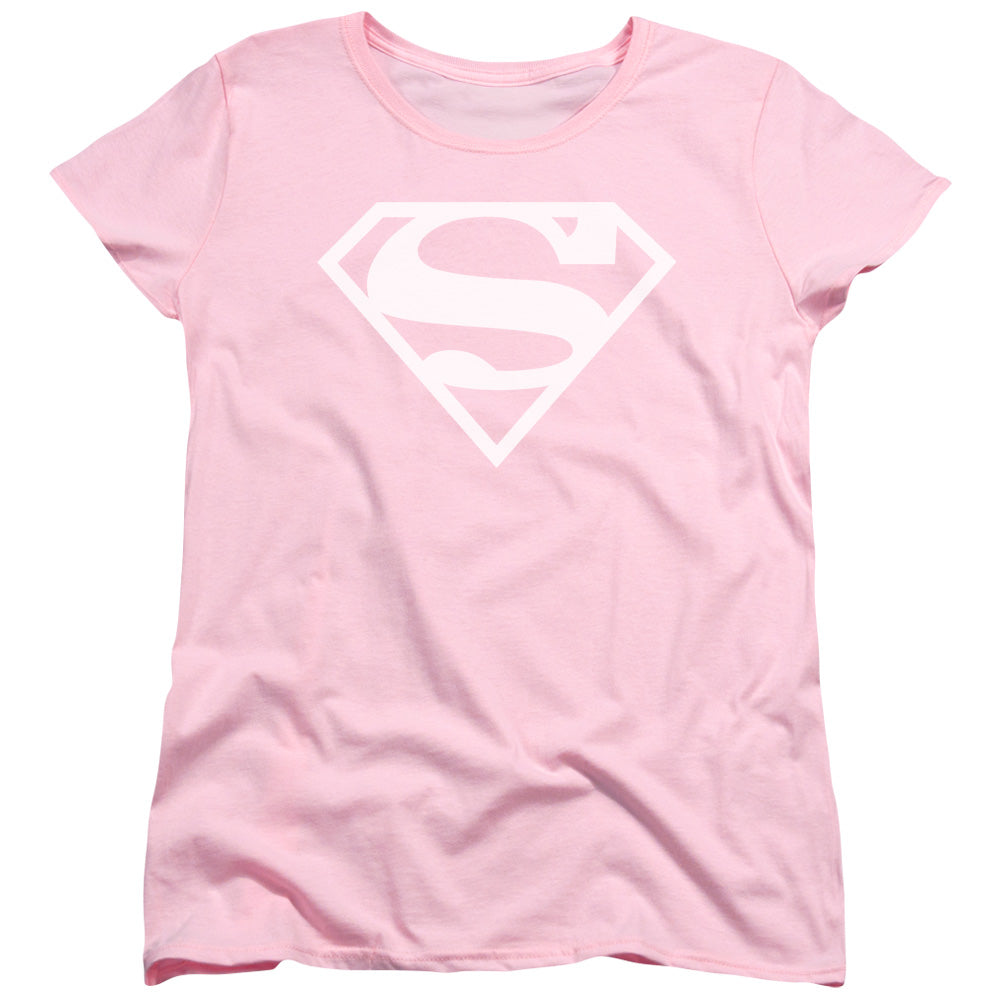 AN OFFCIALLY LICENSED DC WHITE & PINK SHIELD WOMEN'S REGULAR FIT T-SHIRT PINK