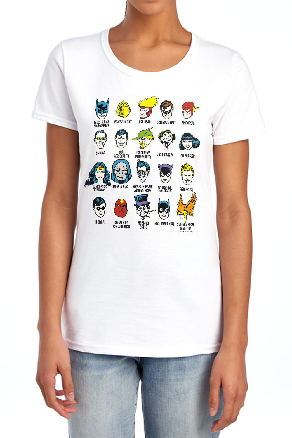 AN OFFCIALLY LICENSED DC SUPERHERO ISSUES WOMEN'S REGULAR FIT T-SHIRT WHITE