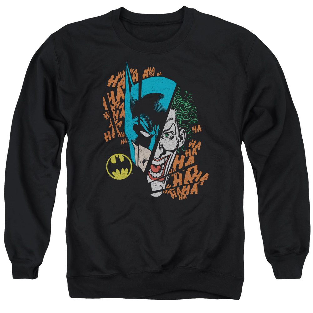 AN OFFCIALLY LICENSED DC BROKEN VISAGE ADULT UNISEX CREWNECK SWEATSHIRT BLACK