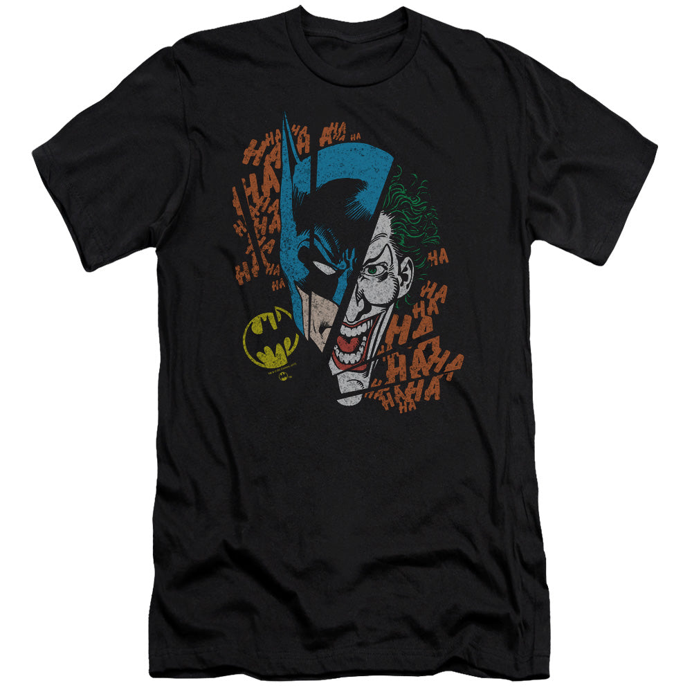 AN OFFCIALLY LICENSED DC BROKEN VISAGE MEN'S PREMIUM SLIM FIT T-SHIRT BLACK