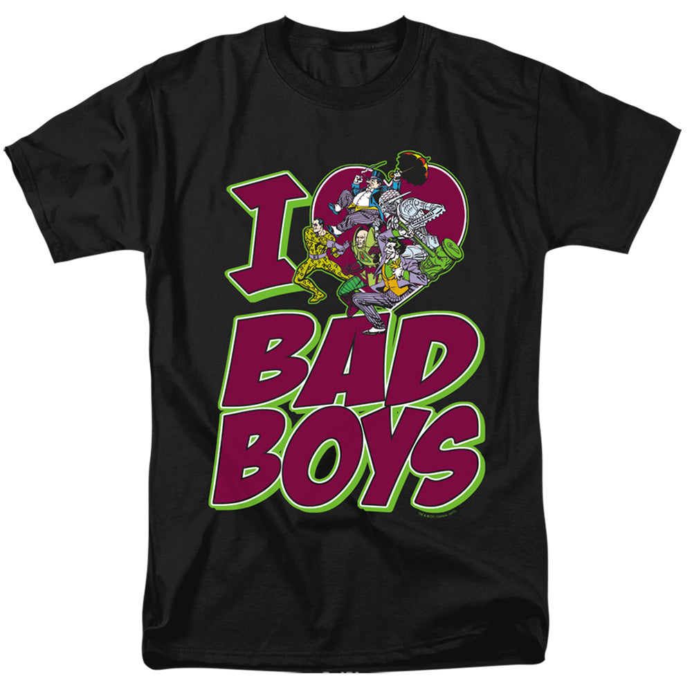 AN OFFCIALLY LICENSED DC I HEART BAD BOYS MEN'S REGULAR FIT T-SHIRT BLACK