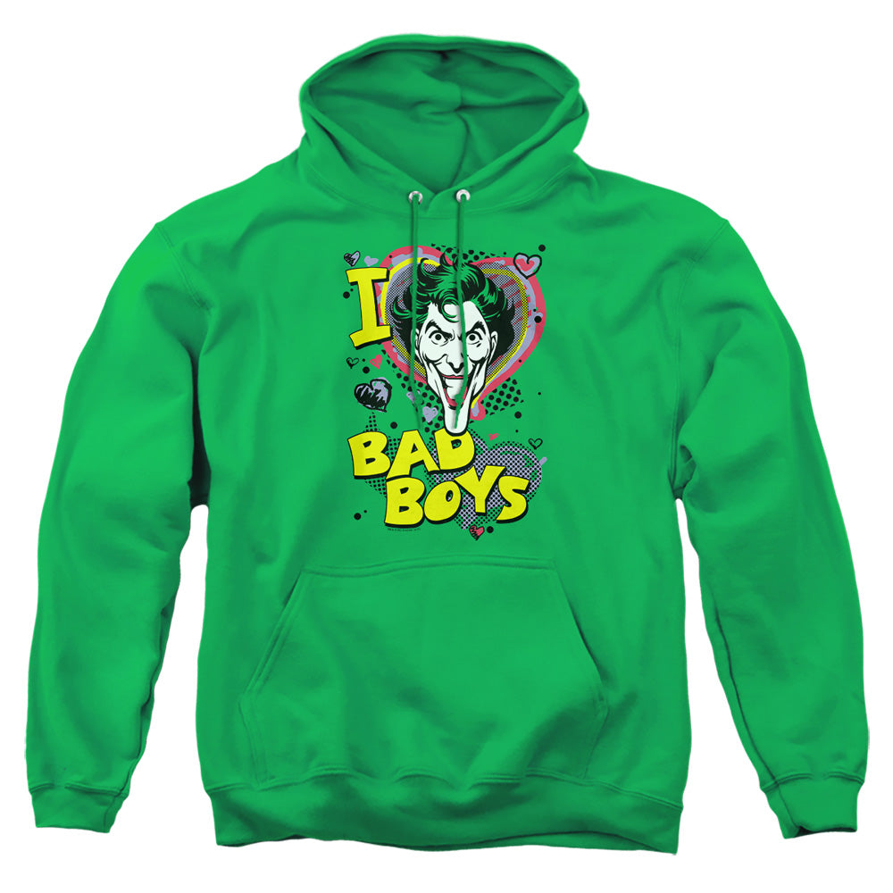 AN OFFCIALLY LICENSED DC I HEART BAD BOYS 2 ADULT UNISEX PULLOVER HOODIE KELLY GREEN