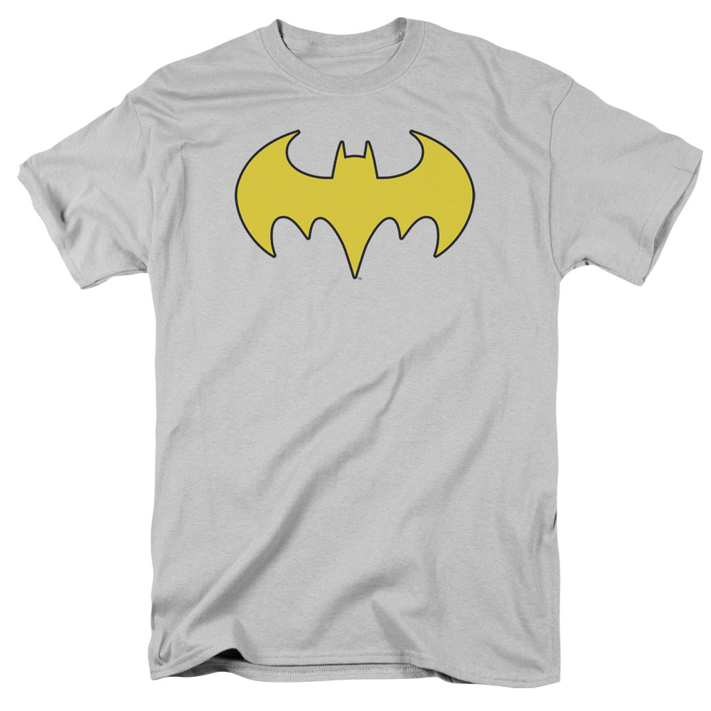AN OFFCIALLY LICENSED DC BAT GIRL LOGO MEN'S REGULAR FIT T-SHIRT SILVER