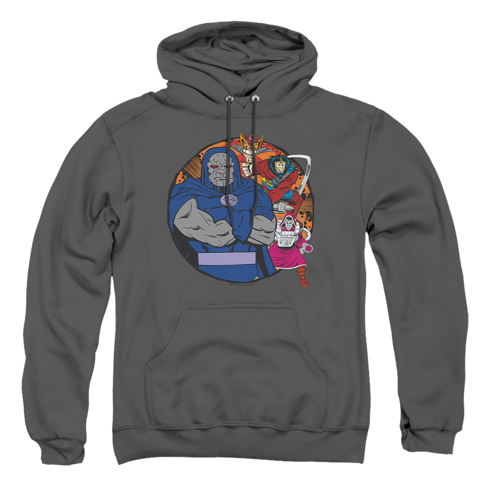 AN OFFCIALLY LICENSED DC APOKOLIPS REPRESENT ADULT UNISEX PULLOVER HOODIE CHARCOAL