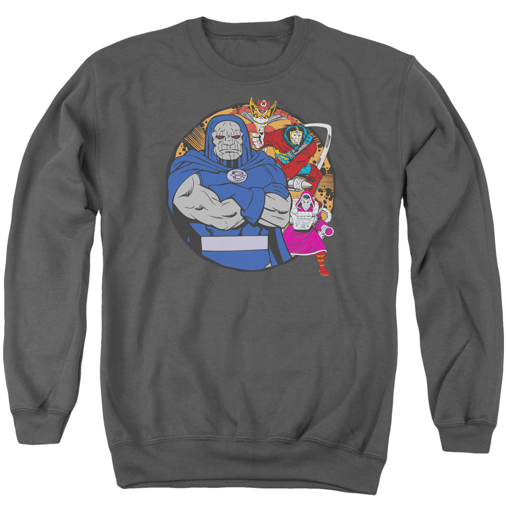 AN OFFCIALLY LICENSED DC APOKOLIPS REPRESENT ADULT UNISEX CREWNECK SWEATSHIRT CHARCOAL