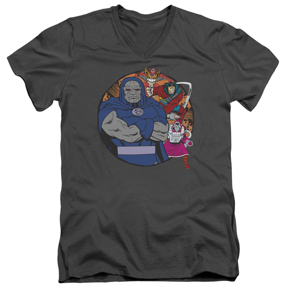 AN OFFCIALLY LICENSED DC APOKOLIPS REPRESENT MEN'S V-NECK T-SHIRT CHARCOAL