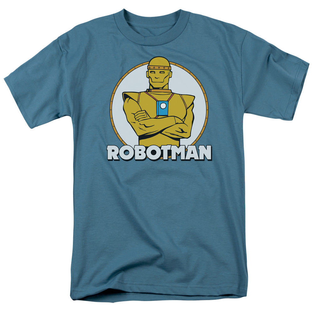 AN OFFCIALLY LICENSED DC ROBOTMAN MEN'S REGULAR FIT T-SHIRT SLATE