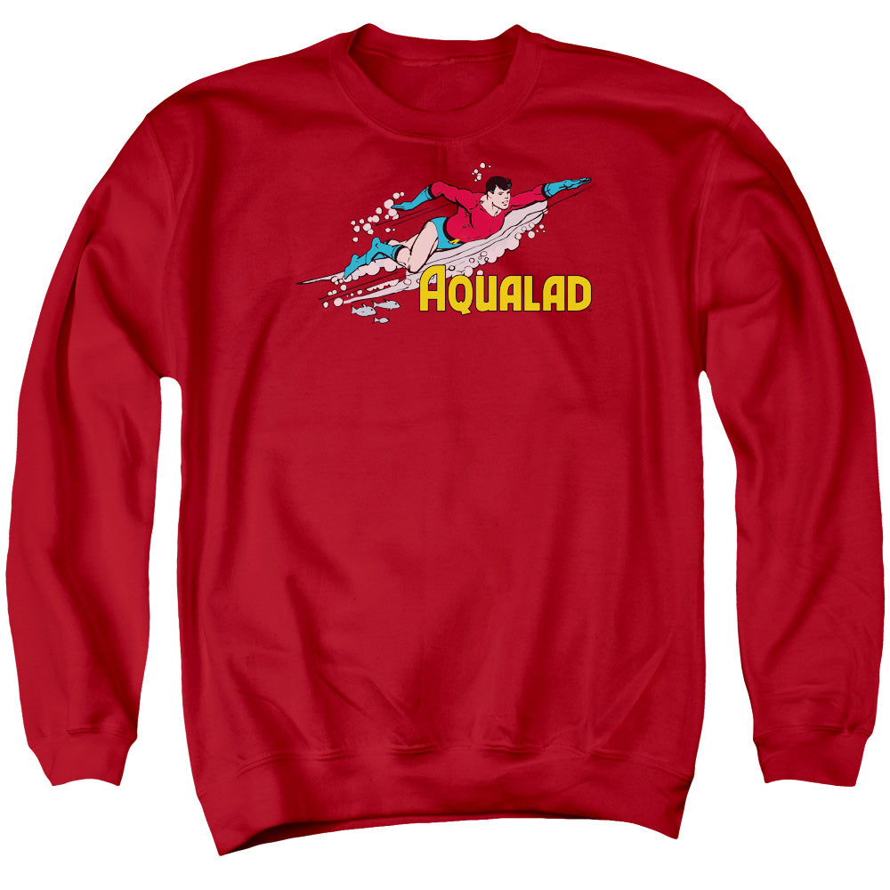 AN OFFCIALLY LICENSED DC AQUALAD ADULT UNISEX CREWNECK SWEATSHIRT RED
