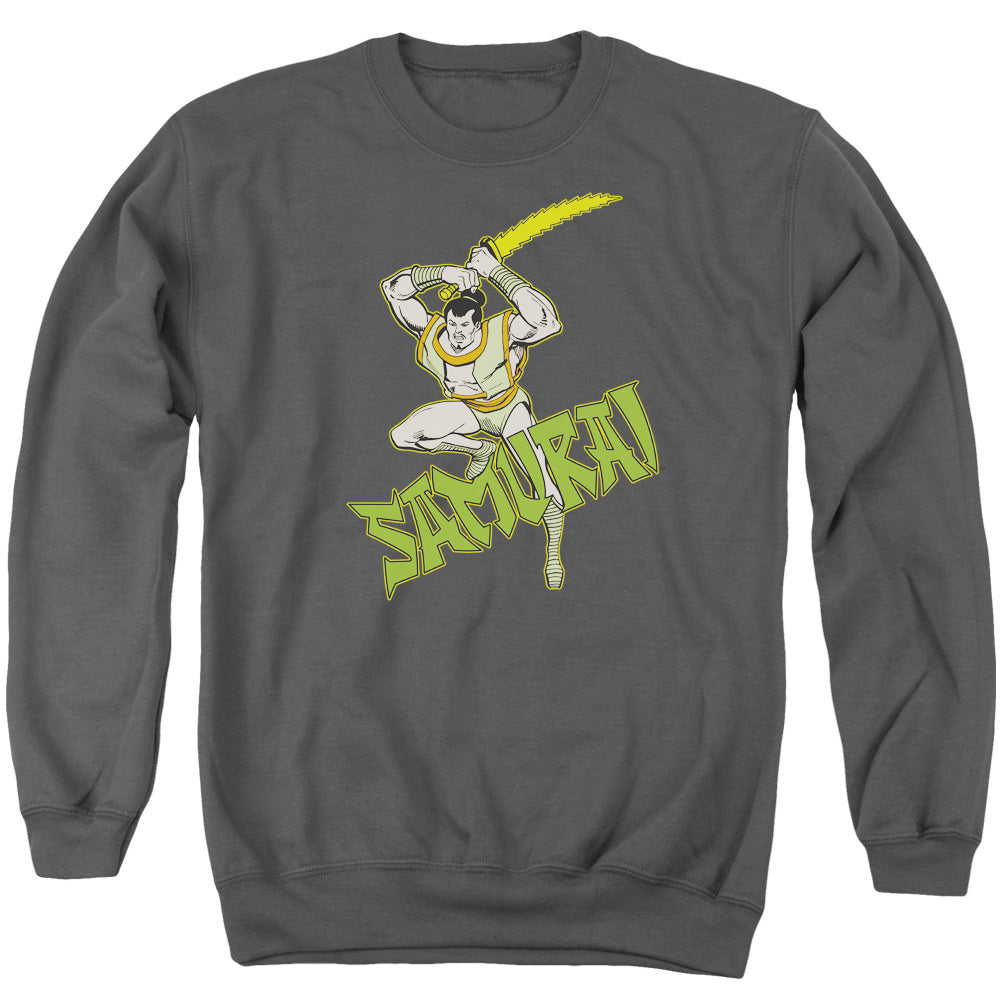 AN OFFCIALLY LICENSED DC SAMURAI ADULT UNISEX CREWNECK SWEATSHIRT CHARCOAL