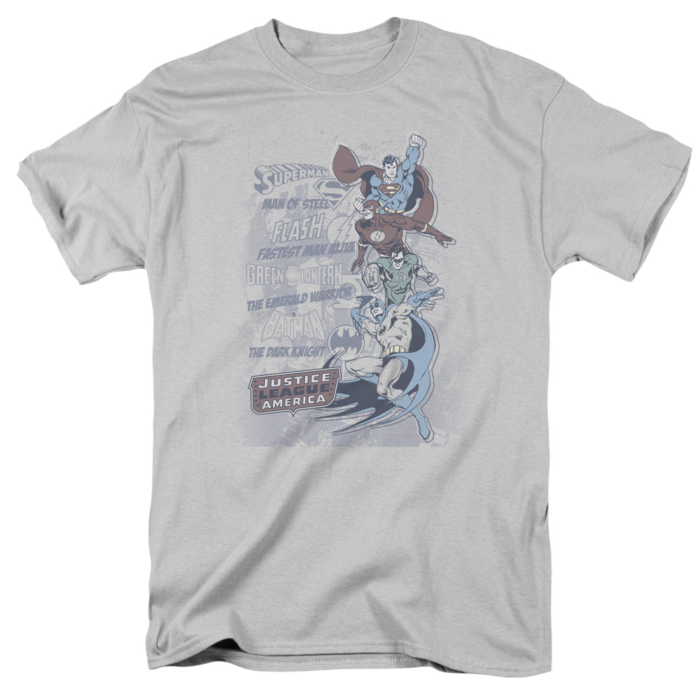 AN OFFCIALLY LICENSED DC THE GOOD GUYS MEN'S REGULAR FIT T-SHIRT SILVER