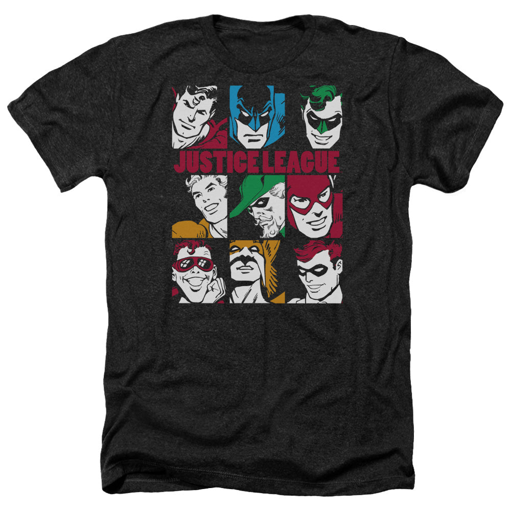 AN OFFCIALLY LICENSED DC NINE BLOCKS OF JUSTICE MEN'S HEATHER T-SHIRT CHARCOAL