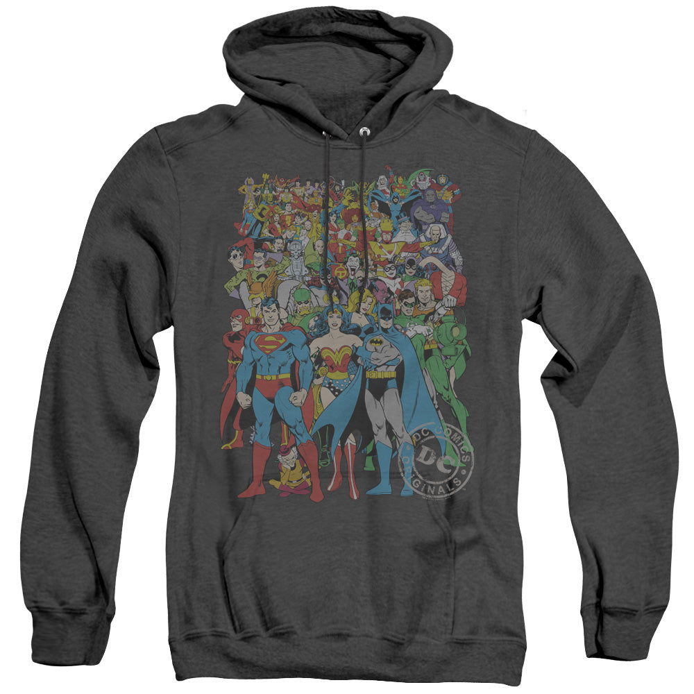 AN OFFCIALLY LICENSED DC ORIGINAL UNIVERSE ADULT UNISEX HEATHER PULLOVER HOODIE BLACK