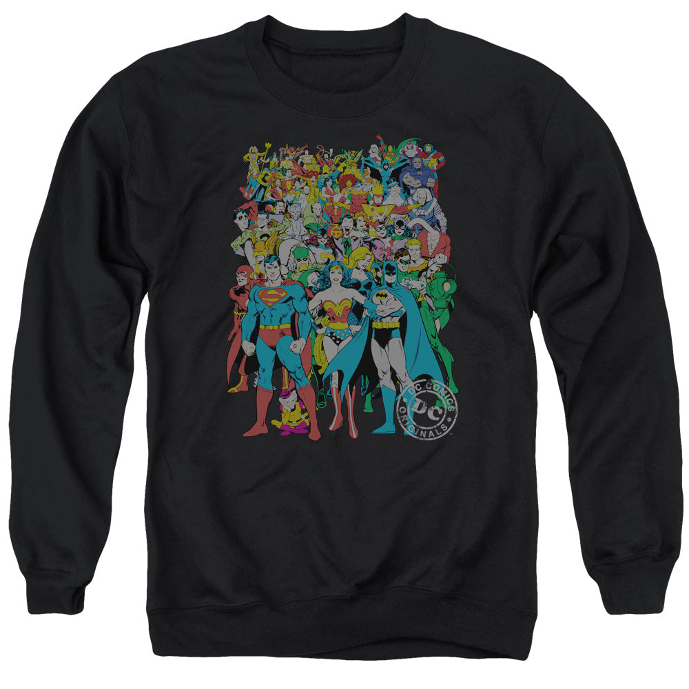 AN OFFCIALLY LICENSED DC ORIGINAL UNIVERSE ADULT UNISEX CREWNECK SWEATSHIRT BLACK