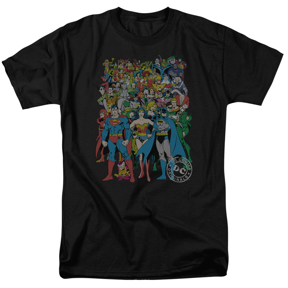 AN OFFCIALLY LICENSED DC ORIGINAL UNIVERSE MEN'S REGULAR FIT T-SHIRT BLACK